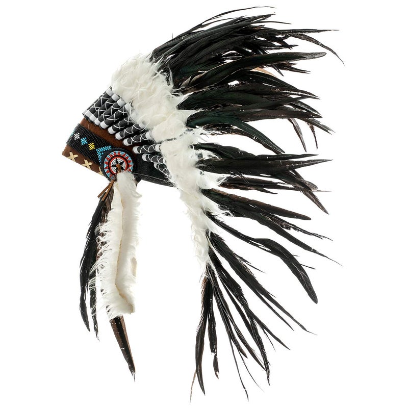 Novum Crafts Feather Headdress | Native American Indian Inspired | Black - Image 1